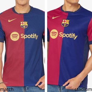 Confronto tra maglia Barcellona 24/25 Match e Stadium: differenze di tessuto, vestibilità e dettagli tecnici